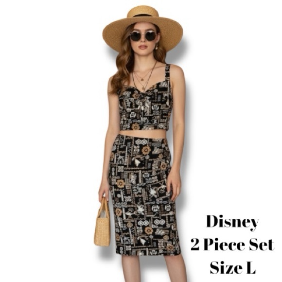 Disney Her Universe Moana Skirt Set Retro Hawaiian Crop Top & Wrap Skirt Size L - Picture 16 of 16